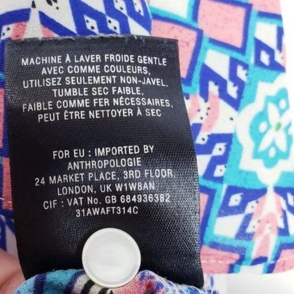 Anthropologie Meadow Rue‎ Flutter Sleeve Blouse Geometric Colorful Boho Print 6 - Picture 11 of 14